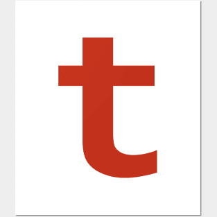 Letter t in Red Text Minimal Typography Posters and Art